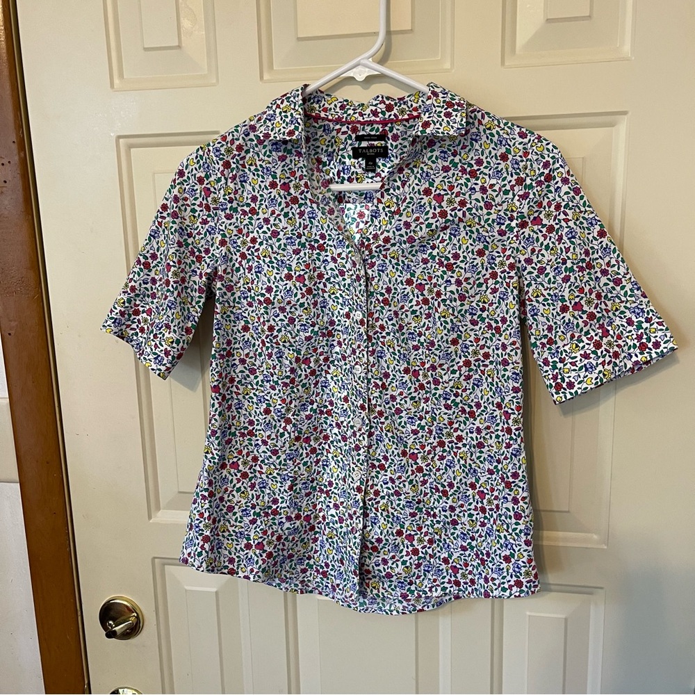Talbots Multicolor Floral Non-Iron Blouse